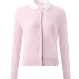 CloudKnit Silk-Cashmere Pointelle Cardigan with Silk Collar