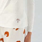 Maria Farrar Series Croissant Embroidered Crystal Long-Sleeve Knit