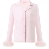NUDE Modal-Silk Pyjama Set with Detachable Feather Trim