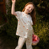 Strawberry Collection Kids' Strawberry Silk Puff Sleeve Short Set