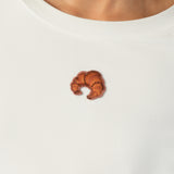 Maria Farrar Series Croissant Embroidered Crystal Long-Sleeve Knit