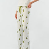 Maria Farrar Series Green Pear Crystal Knit Short-Sleeve Lounge Set