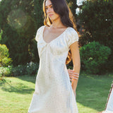 Strawberry Series Silk Puff-Sleeve Mini Dress