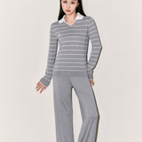 CloudKnit Silk-Cashmere Trousers with Silk Ruffle Cuffs