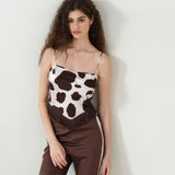 Cow Print Silk  Fringe Camisole