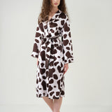 Cow Print Fringe Silk Robe