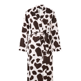 Cow Print Fringe Silk Robe