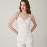 Petite Flower Knit Cami Shorts Set