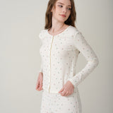 Petite Flower Knit Long-Sleeve Cardigan
