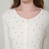 Petite Flower Knit Long-Sleeve Cardigan
