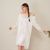 Petite Flower lace-trim long nightdress