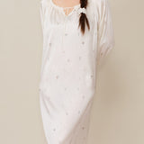 Petite Flower lace-trim long nightdress