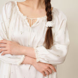 Petite Flower lace-trim long nightdress