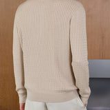 CloudKnit Men’s Cashmere-Silk Cable-Knit Long Sleeve Polo Lounge Top