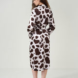 Cow Print Fringe Silk Robe