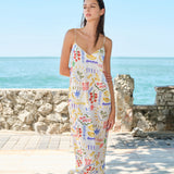 Pasta Club Collection Silk Crystal Vacation Maxi Dress