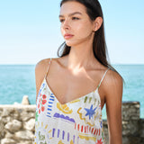 Pasta Club Collection Silk Crystal Vacation Maxi Dress