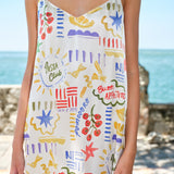 Pasta Club Collection Silk Crystal Vacation Maxi Dress