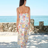Pasta Club Collection Silk Crystal Vacation Maxi Dress