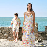 Pasta Club Collection Silk Crystal Vacation Maxi Dress