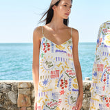 Pasta Club Collection Silk Crystal Vacation Maxi Dress