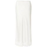Pearl Series Silk Long Skirt with Lace Trim