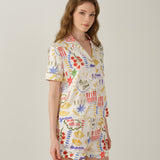 Pasta Club Collection Silk Vacation Shorts Set