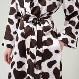 Cow Print Fringe Silk Robe