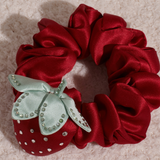 Strawberry Silk Crystal Red Strawberry Scrunchie