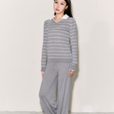 CloudKnit Silk-Cashmere Trousers with Silk Ruffle Cuffs
