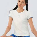 Maria Farrar Crystal Logo Knit Short-Sleeve Shirt