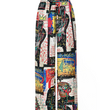 SILKY MIRACLE X BASQUIAT “Popeye has no Pork in his Diet” Silk Trousers