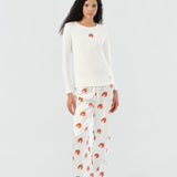 Maria Farrar Series Croissant Embroidered Crystal Long-Sleeve Knit