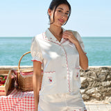 Strawberry Series Silk Short Embroidered Set