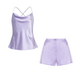 Lilac Silk Shorts Pyjama Set