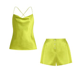 Lime Silk Shorts Pyjama Set