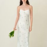 Lily of the Valley Series Silk Chiffon Maxi Dress