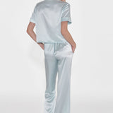 Sky Blue Short Sleeved Silk Pyjama Set