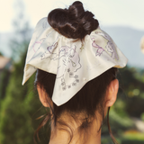 Lovers Series Silk Crystal Square Scarf Hair Accessory