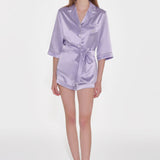 Lilac Front Tie Silk Pyjama Set