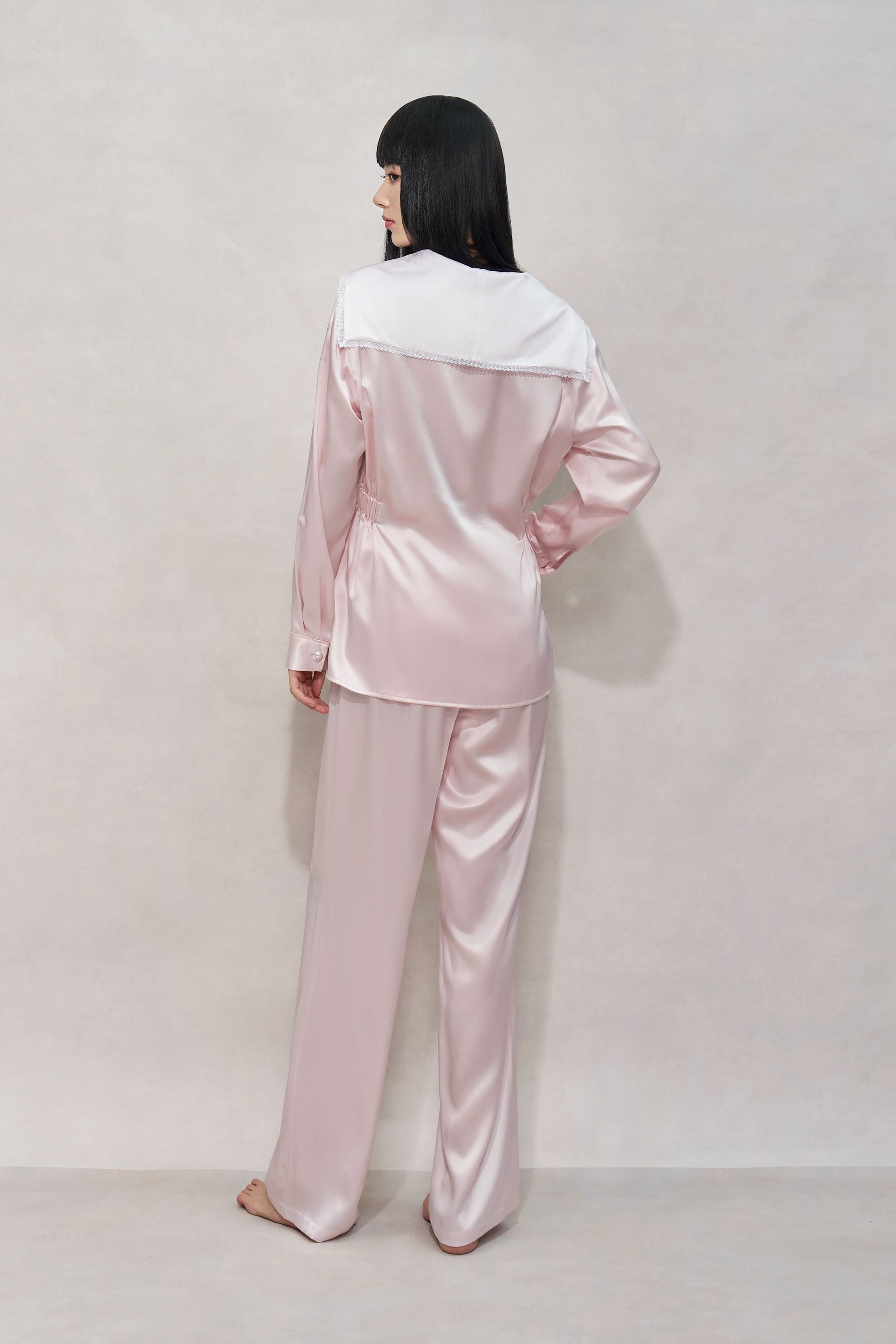 Cherry Blossom Pink Tie Silk Pyjamas Set – Silky Miracle