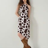 Cow Print Silk Dress