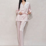 Cherry Blossom Pink Tie Silk Pyjamas Set