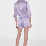 Lilac Front Tie Silk Pyjama Set