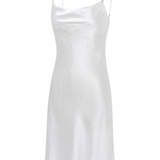 Pearl White Silk Slip Mini Dress