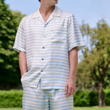Blue & White Stripped Short Sleeve Pyjama Set