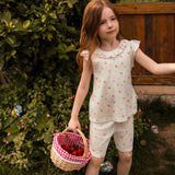 Strawberry Collection Kids' Strawberry Knit Flutter Sleeve Shorts Set