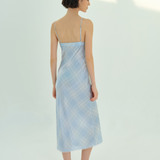 Blue Check Silk Nightgown