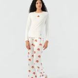 Maria Farrar Series Croissant Embroidered Crystal Long-Sleeve Knit