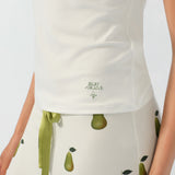 Maria Farrar Series Green Pear Crystal Knit Short-Sleeve Lounge Set